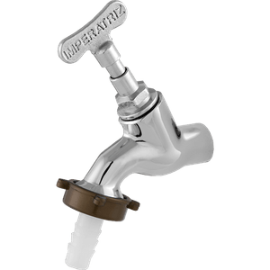 Torneira de Jardim Curta 1/2 E 3/4 Acabamento Chaveta com Adaptador de Mangueira Cromado 1128 Imperatriz