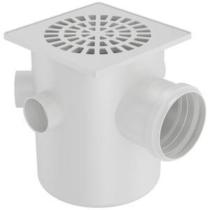 Caixa Sifonada 150x185x75mm Grelha Quadrada Branca com 5 Entradas Krona