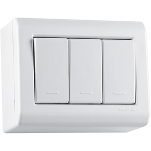 Caixa de Sobrepor 3 Interruptores Simples Liz Flex Branca Tramontina