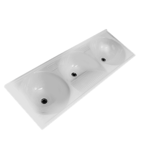 Tanque Triplo 145x50 Branco Mármore com Fibra de Vidro Mil Fibras