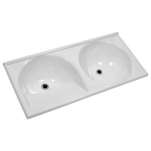 Tanque 100x50 Duplo Branco Mármore com Fibra de Vidro Mil Fibras
