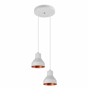 Pendente Viena 130 2 Lâmpadas Branco Cobreado Kin Light