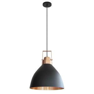 Pendente Oviedo 300 Preto com Cobreado Kin Light