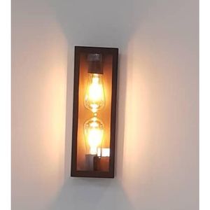 Arandela de Alumínio Vintage com Vidro Quadrada 262 Marrom Ideal