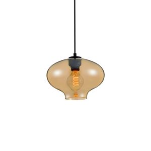 Pendente Manisa Vidro Ambar 1xE27 Preto Fosco Avant