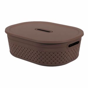 Cesta Pequena 40X30.5X12.9CM Graft Com Tampa Marrom Brinox