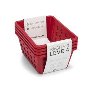Kit Cesta Pequena 18x6x14.2cm Coza Leve 4 Pague 3 Vermelho Bold Brinox