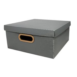 Caixa Media 29x29x15cm Organizadora Linho Chumbo Dello