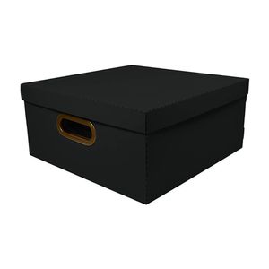 Caixa Media 29x29x15cm Organizadora Linho Preta Dello