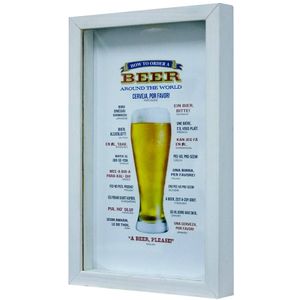 Quadro 17x27x3cm Decorativo Com Vidro Porta Tampinhas Kapos