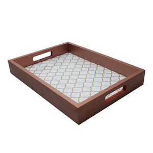 Bandeja 27x37cm Decorativa Com Vidro Geométrica Kapos