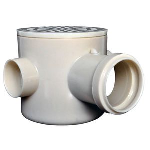 Caixa Sifonada 150x185x75mm Grelha Redonda Branca com 5 Entradas
