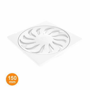 Grelha para Ralo 150mm Abre/Fecha Quadrado Branco Tigre