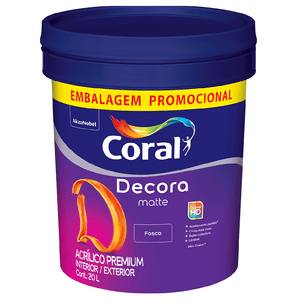Tinta Decora Matte Externa 20L Acrílico Premium Fosco Branco Balde Coral