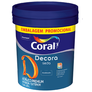 Tinta Decora Seda Externa 20L Acrílico Premium Acetinado Branco Balde Coral