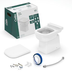 Kit Vaso Convencional com Acessórios e Assento Elite Branco Celite