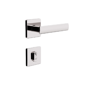 Fechadura Alavanca Roseta Quadrada Cromada Externa 3F