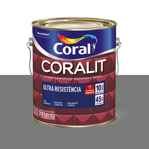 Tinta Esmalte Sintético Coralit Ultra Resistência Externa 3,6L Alto Brilho Cinza Médio 014 Coral