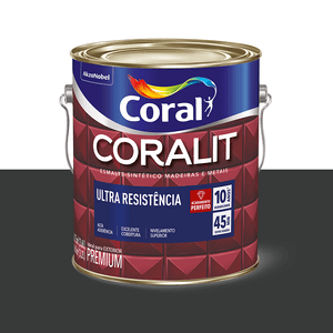 Tinta Esmalte Ultra Resistência Externa 3.6L Preto Fosco Coralit
