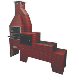 Trio Churrasqueira Forno E Fogão 3x1 Vermelha Brafitic