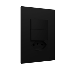 Interruptor/Tomada 2 Teclas Simples 10A Recta Preto Acetinado Blux