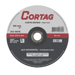 Disco de Corte para Ferro/Inox 180mm Cortag