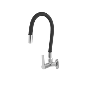 Torneira para Cozinha de Parede Flexível Preta 2064 C75 1/4 Abs Cromado Higo