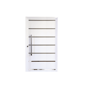 Porta de Aço Pintado 215x110x12 Lambri Pivotante Direita Branca Haiala
