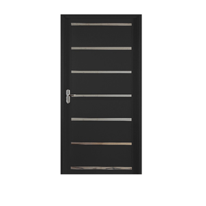 Porta Aço Pintado 216x90 Lambri Direita Black Haiala