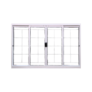 Janela 120x100x12 Tradicional De Correr Grade Quadriculada 4 Folhas Branca Haiala