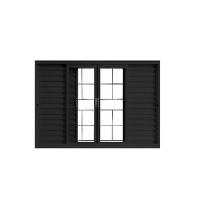 Veneziana 150x100x12 Aço Pintado 4 folhas Grade Quadriculada Black Haiala