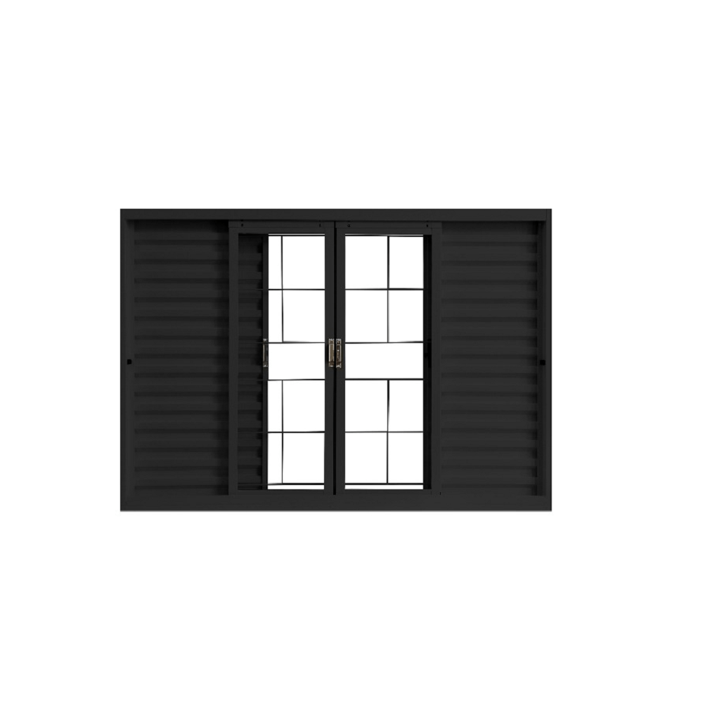 Veneziana 150x100x12 Aço Pintado 4 folhas Grade Quadriculada